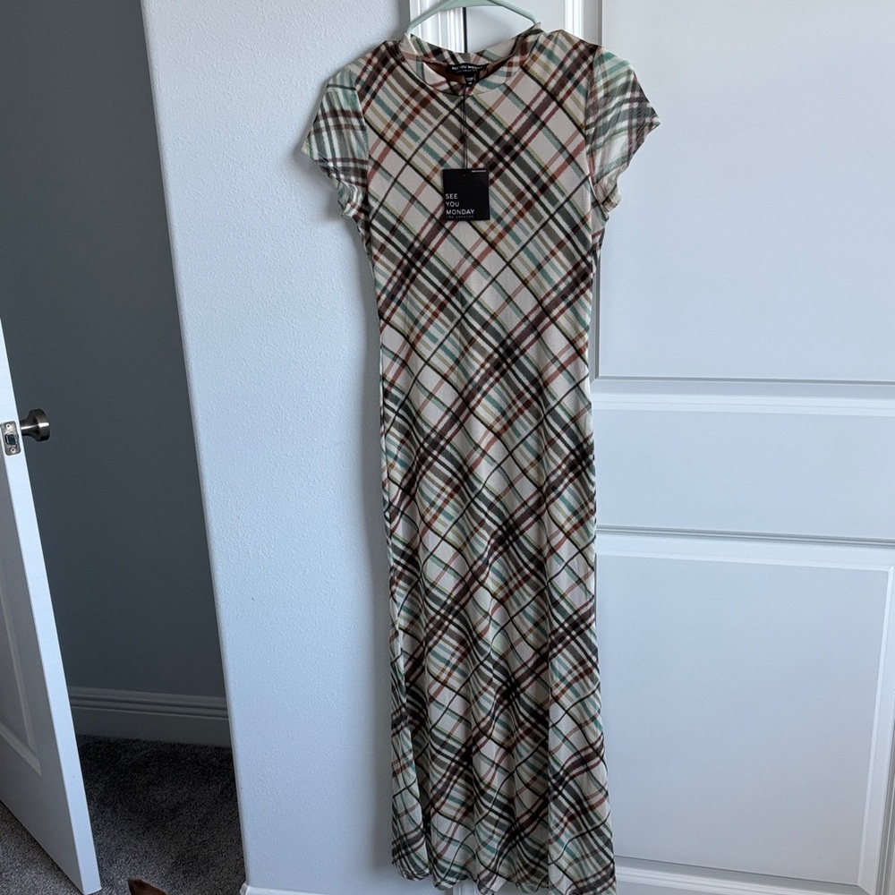 See You Monday Multicolor Plaid Maxi Dress